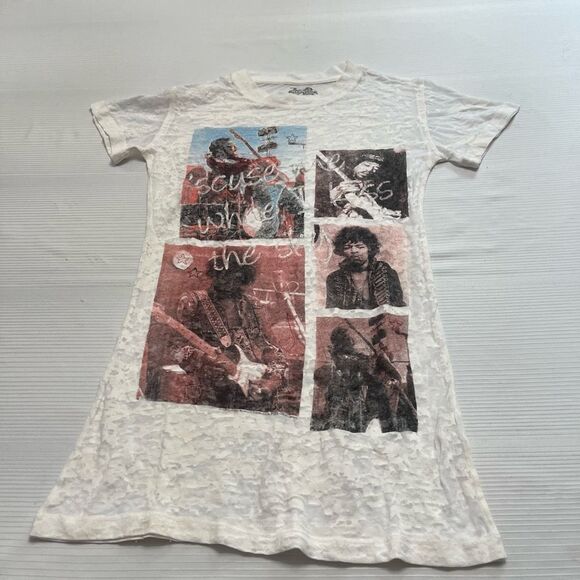 Rock Icons Jimmy Hendrix Women’s Y2k Burn Out T-Shirt Size Medium New - Picture 1 of 6